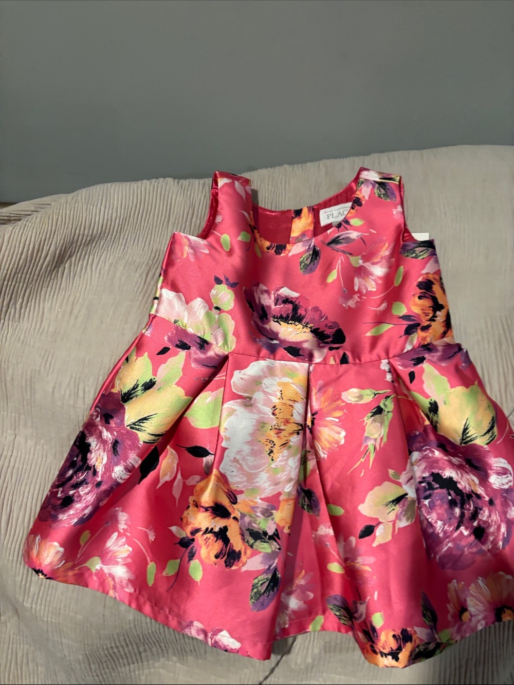 The Children's Place Pink Floral Fit & Flare Satin Dress